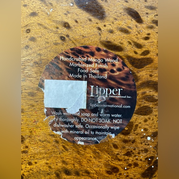 Lipper Mango Wood Round Bowl Tropical Centerpiece Bowl Marbleized Finish - Picture 7 of 8